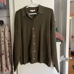Joe Fresh Olive Collared Cardigan (NWOT)